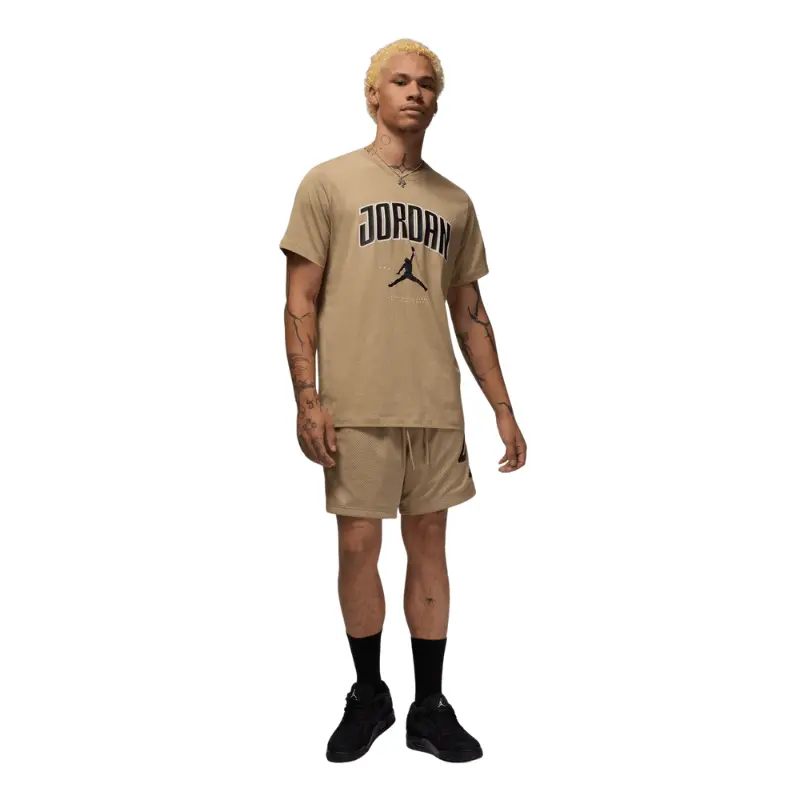 Air Jordan Men's MVP Breathable Polyester Mesh Shorts, Desert Camo Classic Fit with an Elastic Waistband and Side Pockets, Pocket, Above-Knee Cut, Airy Mesh, Drawstring, Casual, Two‑Pocket Carry