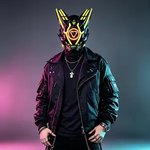 COSTRIBE CyberPunk LED Techwear Helmet - Lightweight Rechargeable Tech Accessories - For Rave Festival, Halloween Cosplay
