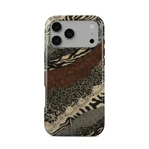 Quiet Luxury Mixed Animal Print iPhone 17 Pro Max Case, Diagonal Leopard Zebra Aesthetic Shockproof Cover for Iphone 17 Promax, 17 Pro, 16 Promax