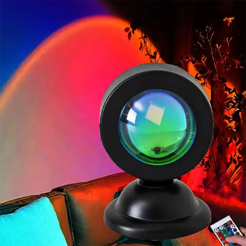 Sunset Lamp Projection Ambient Lights for Summer, 16 Colors Night Light, Neonbong, 4 Modes Setting Sunset Lamp for Photography Party Living Room Bedro
