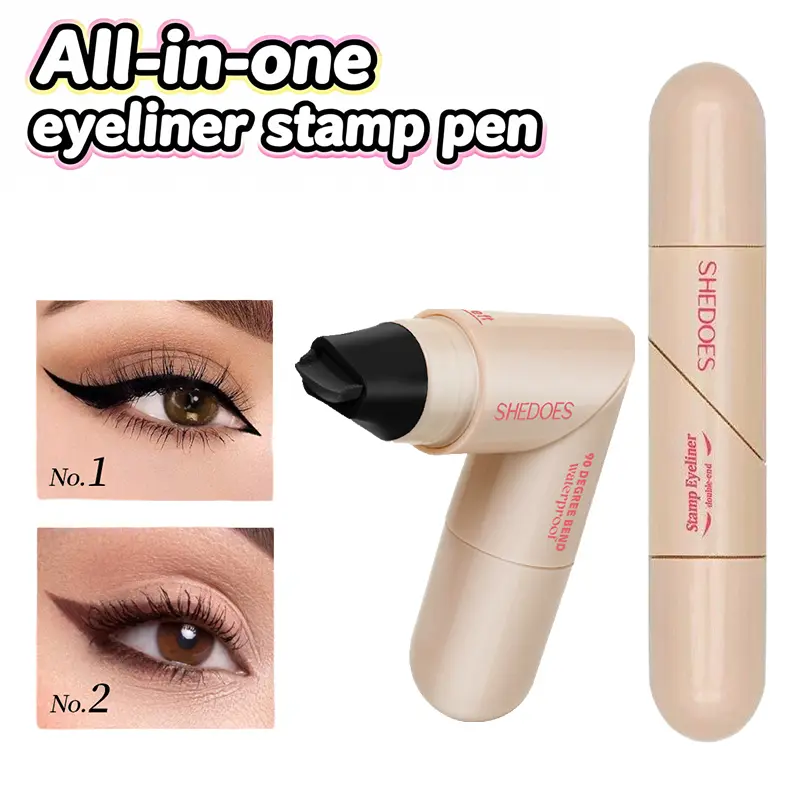 Rotating Winged Eyeliner Stamp Pen, Dual-Head Cat Eye Liner with Wing Stamp, Waterproof & Smudge-Proof, Perfect Holiday Gift