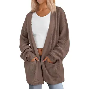 Womens Oversized Cardigans Soft Knit Cardigan Sweater with Pockets Knitwear Tops