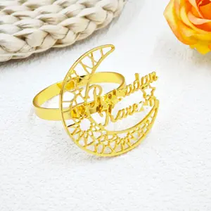 Moon Napkin Ring for Ramadan Banquet Table Decoration, Muslim Iftar Party Supplies, 1pc Moon Napkin Holder for Eid Mubarak, Dinner