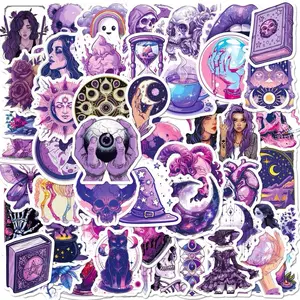 Gothic Mix Stickers Decals 50 pcs Purple for Laptops Phones Cases Scooters Consoles Walls Luggage Books Journals Notebooks Crafts Party Decor