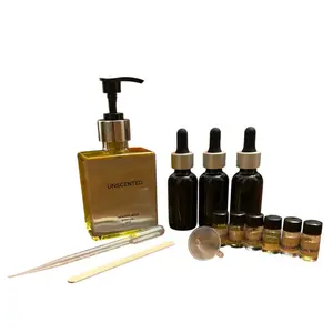 Body Oil Sampler 13pc Kit  Includes 5oz Unscented Oil 6 Scented Oils 3 Bottles Droppers Plus More Versatile for Various Preferences