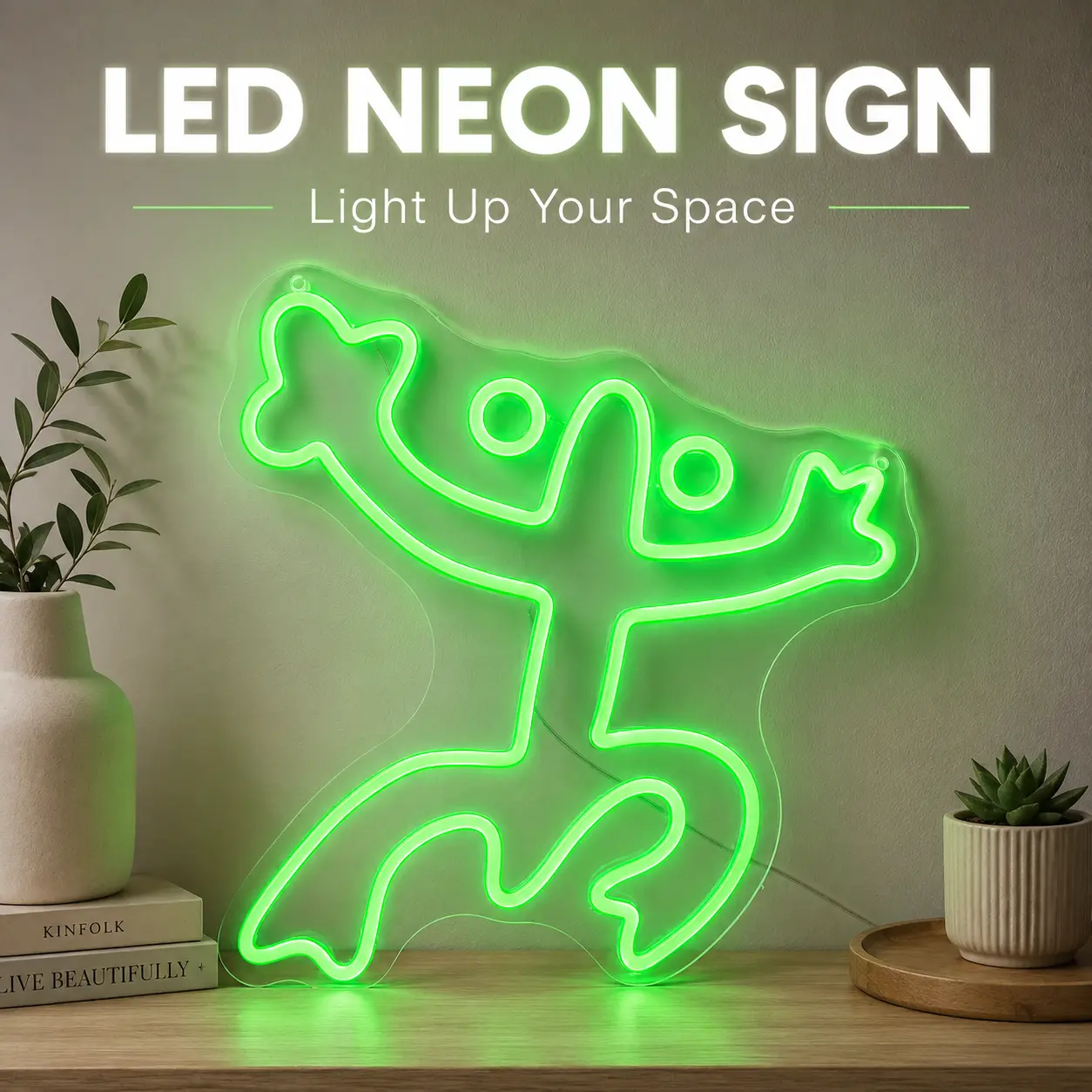 Green Frog LED Neon Sign, Cute Cartoon Frog Wall Light, USB Powered Green Neon Lamp, Acrylic Backboard Room Decor, Fun Animal LED Light for Bedroom, Gaming Room, Playroom, Party Decoration and Frog Lovers Gift