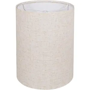 Tall Drum Lamp Shade for Table Lamps Floor Lamp Cloth Lampshade 10" Top X 10" Bottom X 13" High Beige Large Line Fabric Easy Assembly