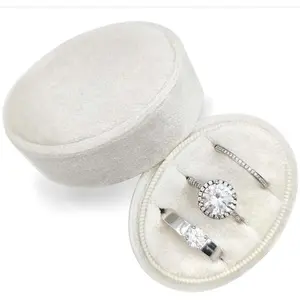 Oval Ring Box 3 Slots -  Wedding Three Rings Holder Box   Storage  Organizer for Proposal, Engagement, Wedding Ceremony, Christmas ()