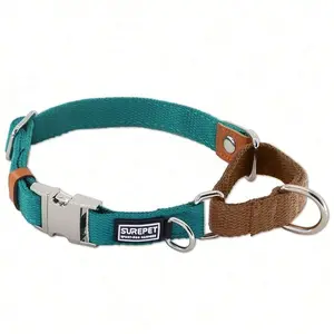 Martingale Dog Collar - No-Pull Nylon Collar with Alloy Metal Buckle & D-Ring, 1-Time Adjustment for Outdoor Training & Walking, Escape-Proof Pet Accessory