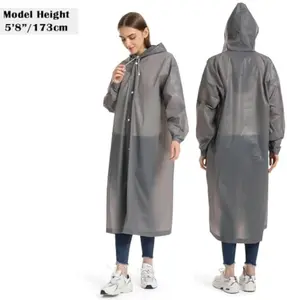 Raincoats for Adults Reusable, PEVA Rain Ponchos Lightweight Rain Coat Waterproof Rain Gear for Men and Women