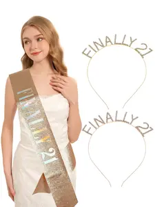 Elegant Rhinestone Birthday Headband and Sash Set for Women, Perfect Party Decoration and Gift, Stylish Hair Accessory