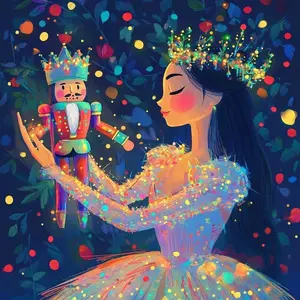 5D DIY Full Drill Round Diamond Painting - Diamond Art Painting Kit Princess, Nutcracker, Colorful Mosaic, Diamond Pattern Design, Canvas - DIY Decor Picture, Home Wall Decoration, Suitable for Halloween and Christmas, Birthday and Anniversary Gifts