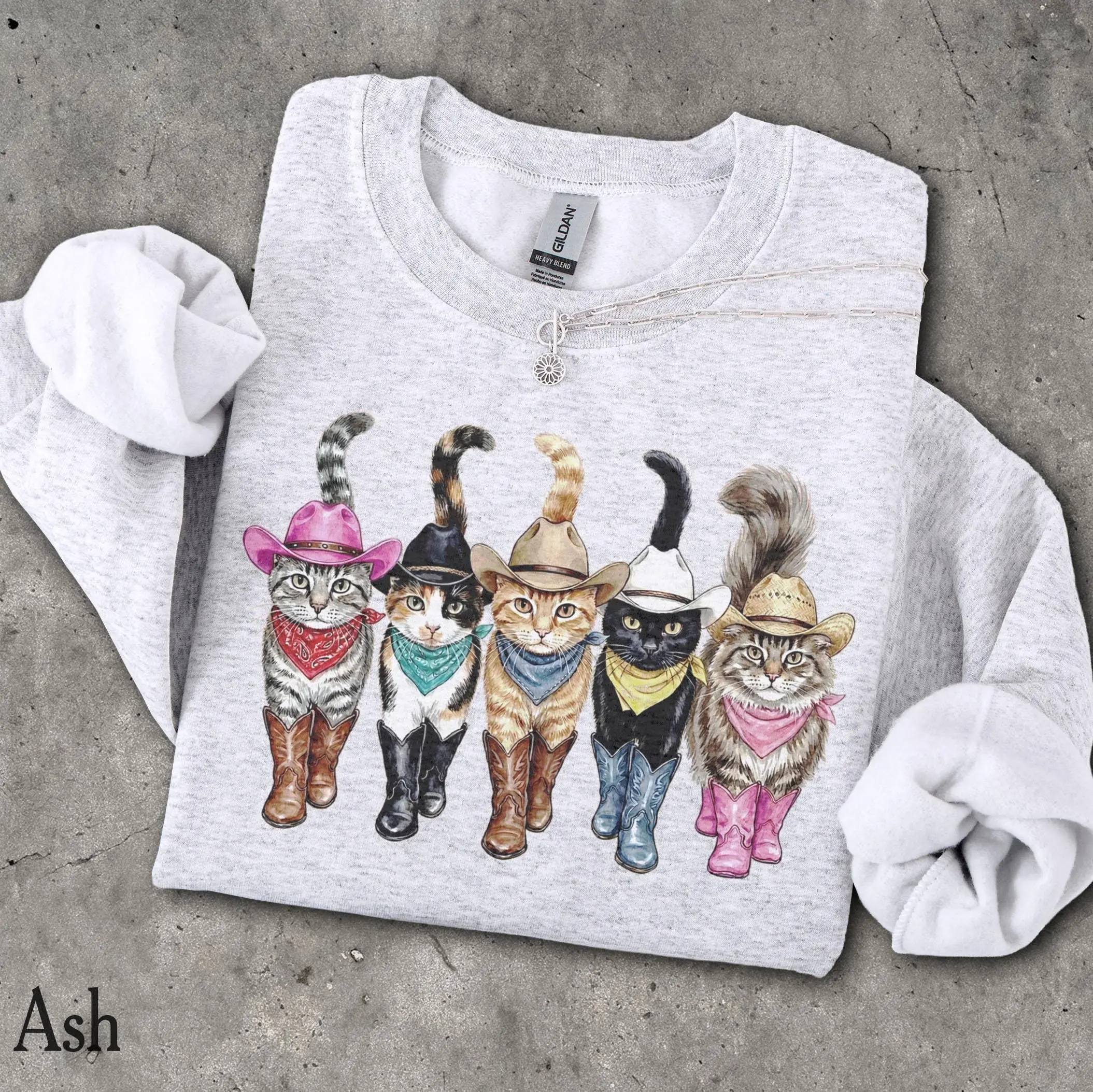 90s Western Cats Sweatshirt - Unisex Men & Women's Graphic Sweater - Vintage Nostalgia Crewneck - Country Rodeo Pullover - Cowgirl Kittens tanisha