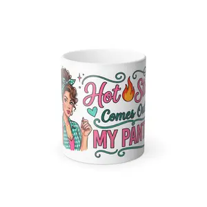 Hot Stuff Comes Outta My Pantry Color Changing Mug | Heat Activated Reveal | Hand Wash Only | Funny Kitchen Coffee Cup