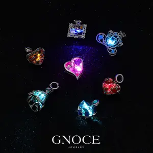 Gnoce Wireless LED Glow 925 Sterling Silver Charms/Pendants- Diverse Designs for Necklace/Bracelet, Ideal Jewelry for Women on Special Occasions