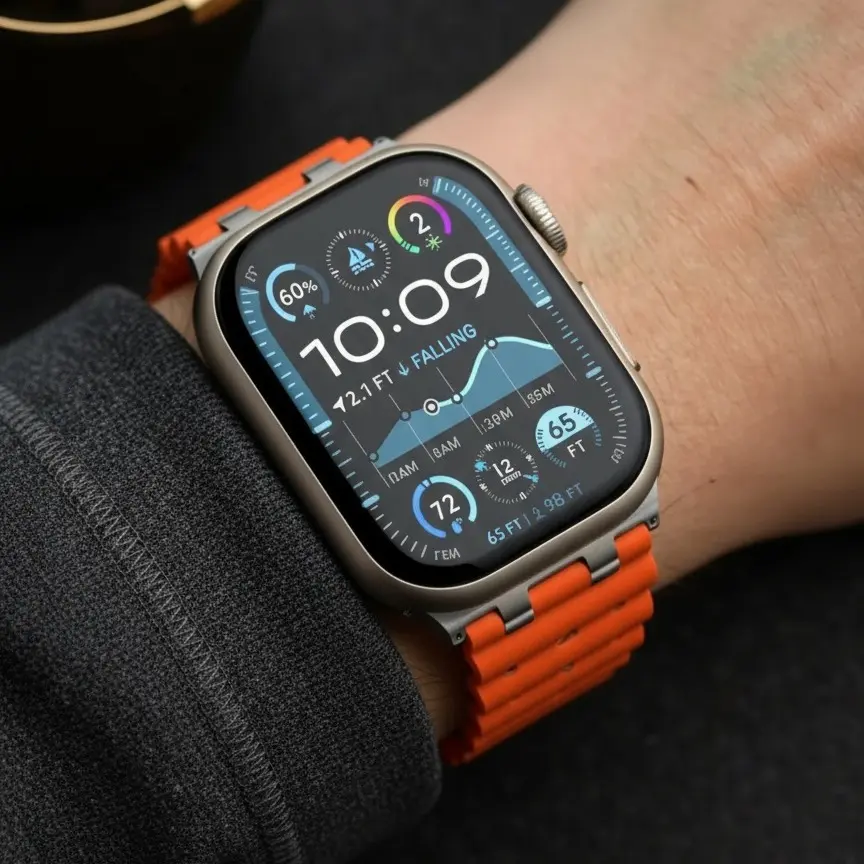 Upgraded Ocean Band Compatible with Apple Watch Ultra 3/2/1 49mm, S11/S10 46mm, 9/8/7 45mm, SE3/SE2/SE/6/5/4 44mm, 3/2/1 42mm, Metal Connector Breathable Sport Watch Strap for Men Women