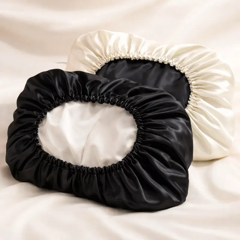 Black French Vanilla Reversible Satin Bonnet Pillowcase