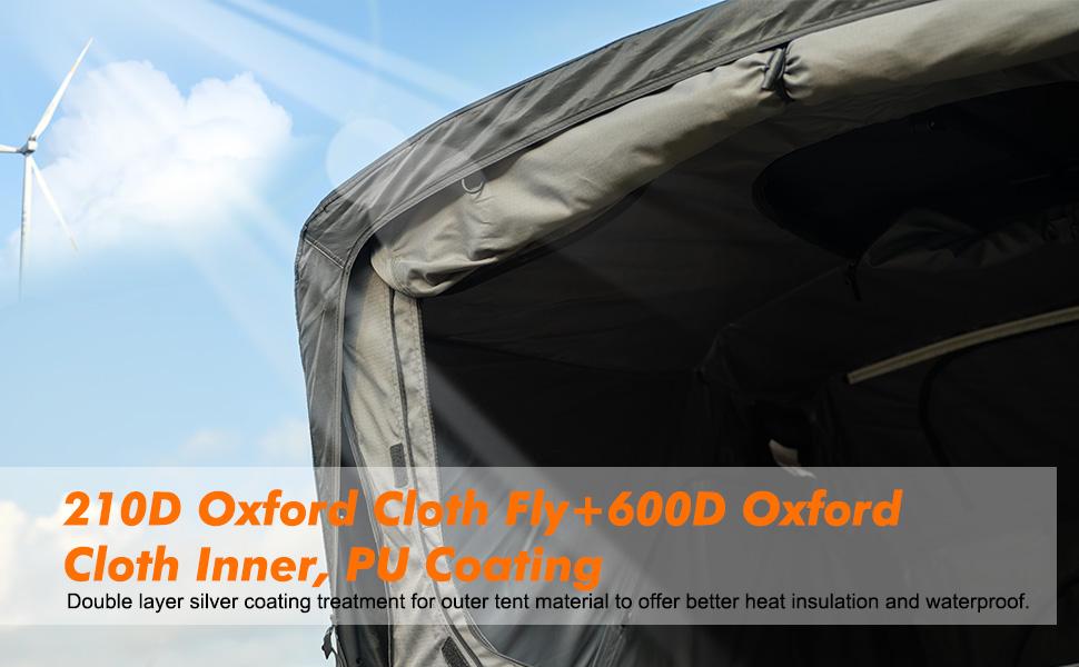 Rooftop Tent, Hard Shell & Waterproof & UV-Resistant & Full Circle LED Strip, Pop Up 2 -3 Person, for Truck, Jeep, SUV Van, Trailer Camping