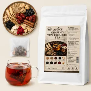 AFOCE Kidney Tea Formula Organic Ginseng 10-Treasure Kidney Tea Natural Herbal Formula Health Tea for Men & Women Combination Scented tea Reddate Wolfberry tea Mulberry tea Beverage