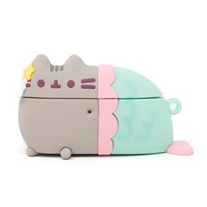 iFace Pusheen the Cat AirPods Pro Case (Mermaid) - Carabiner Clip Included, Cute Silicone Protective Cover Figure Type