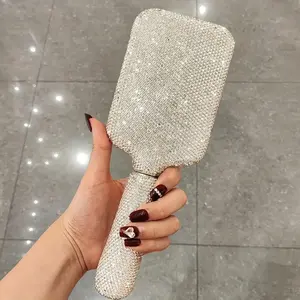 1 Piece Shiny Rhinestone Inlaid Air Cushion Comb, Long Handle for Head Relaxation Massage, Hair Brush(Sheet)