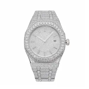 Mossinite VVS Stainless Steel 14k White Gold Watch
