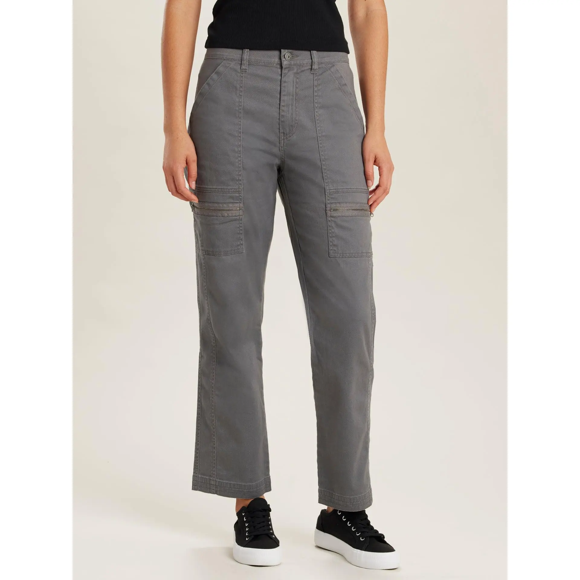 Women’s Tapered Utility Pants with Stretch Twill Fabric and Comfortable Straight Fit