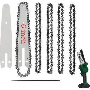 6 Inch Mini Chainsaw Chain With 2 Pcs Replacement Saw Chain Bar Replacement Chains For 6 inch Mini Cordless Electric Portable Battery Powered Handheld Chainsaw