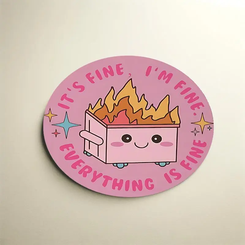 Cute Cartoon Fire Pattern Mouse Pad, Round Small Mouse Pad, Non-slip Rubber Base Mouse Mat, Office Supplies, Office Decor for Home Work Game