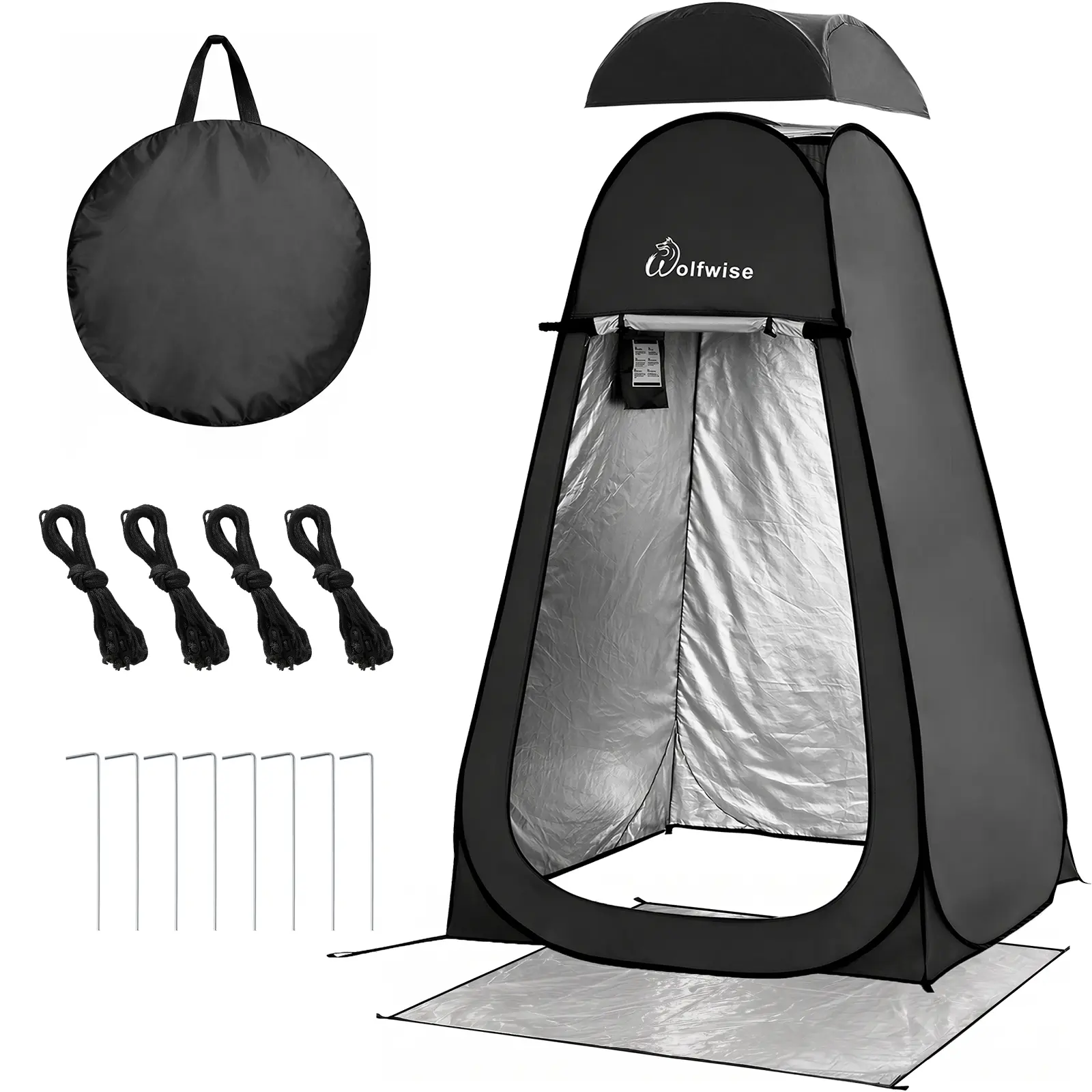 Wolfwise Pop Up Changing Tent for Camping, Portable Privacy Shower Tent with Removable Floor & Rain Fly, Instant Outdoor Toilet & Dressing Tent with Silver Coating for Beach, Hiking & Camping,father'sdaygifts,campingessentials,campinggear