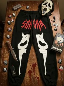 Ghost Face Printed Sweatpants, Fashion Scream Graphic Pants, , Scary Movie Sweatpant, Horror Sweatpants, Halloween Scary Movie Pants, Killer Costume Vibe