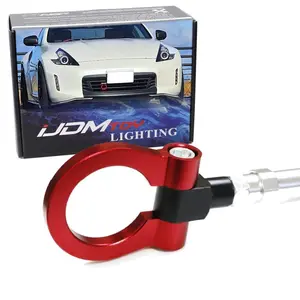 iJDMTOY Red Track Racing Style Tow Hook Ring For Nissan 370Z GT-R Juke Infiniti G37 Q50 Q60 QX60 QX70 etc., Made of Lightweight Aluminum