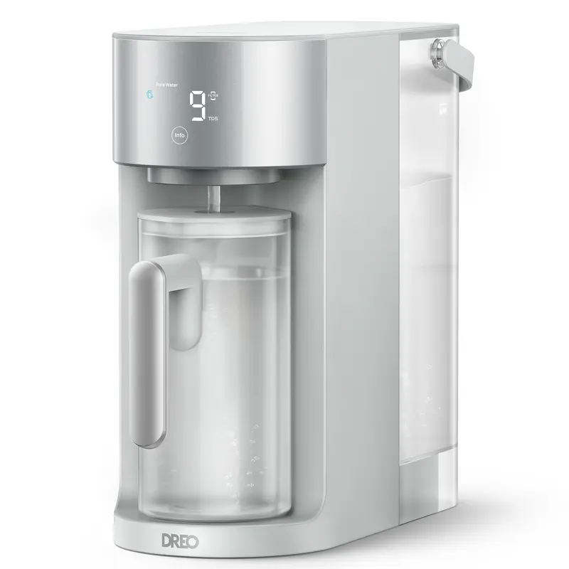 DREO Countertop Reverse Osmosis Water Filter, 7-in-1 RO Filtration System with 3:1 Pure-to-Drain Ratio, TDS Monitoring & Filter Life Indicator, BPA-Free Installation-Free Water Purifier with Self-Cleaning Function & Auto-Fill Pitcher for Home Kitchen