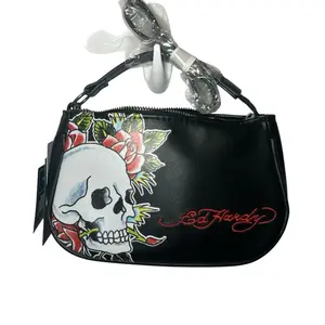 RARE Ed Hardy Y2K Skull & Roses Mini Shoulder Bag Black NWT