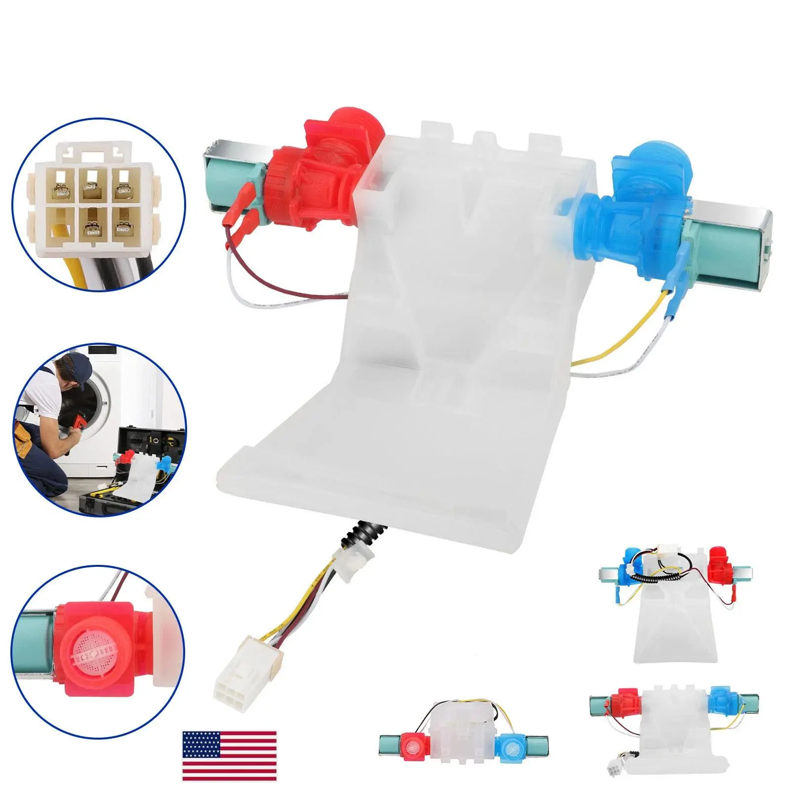 Washer Water Inlet Valve Compatible with Whirlpool Kenmore, W10144820 Replacement Part, Replaces AP6015761 WPW10144820, Easy Installation, Solves Slow Fill & Leak Issues