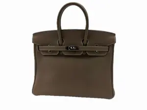 Pre-owned HERMÈS Togo Leather Tote Bags 25cm Birkin Etoupe Palladium Hardware Silver 6 2600038784699