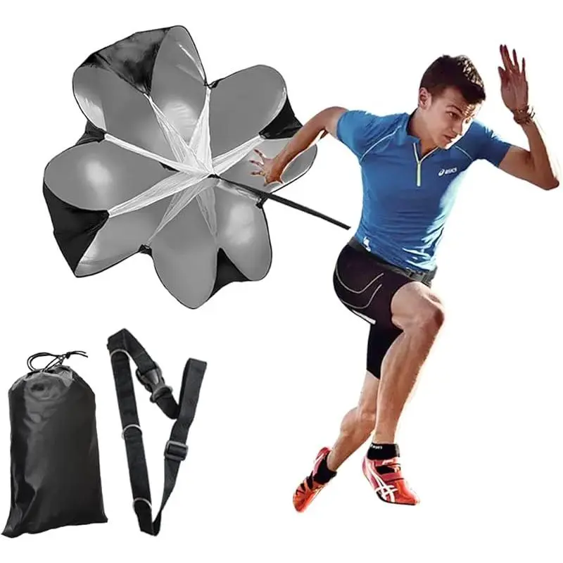 56-Inch Nylon Speed Training Parachute for Track and Field Sprinting & Acceleration, Durable Resistance Chute with Adjustable Unisex Buckle Belt, Carry Bag for Skating, Force, Polyester, Lightweight, Running