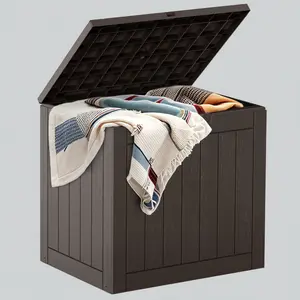 31 Gallon Deck Box with Lockable Lid, Outdoor Waterproof Storage for Patio Furniture, Multi-Functional Seat & Package Delivery Box for Garden, Yard, Pool