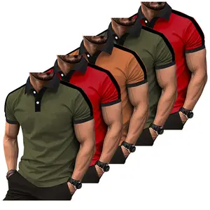 5-Pack Summer New Men's Raglan-Sleeve Polo Shirts Solid Colors in Multiple Options Regular and Plus Sizes Basic Tees for Travel Vacation Outdoor Activities and Camping