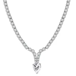 Moissanite 50.50 ctw Necklace in Rhodium Over Sterling Silver 18 Inches Christmas Gifts