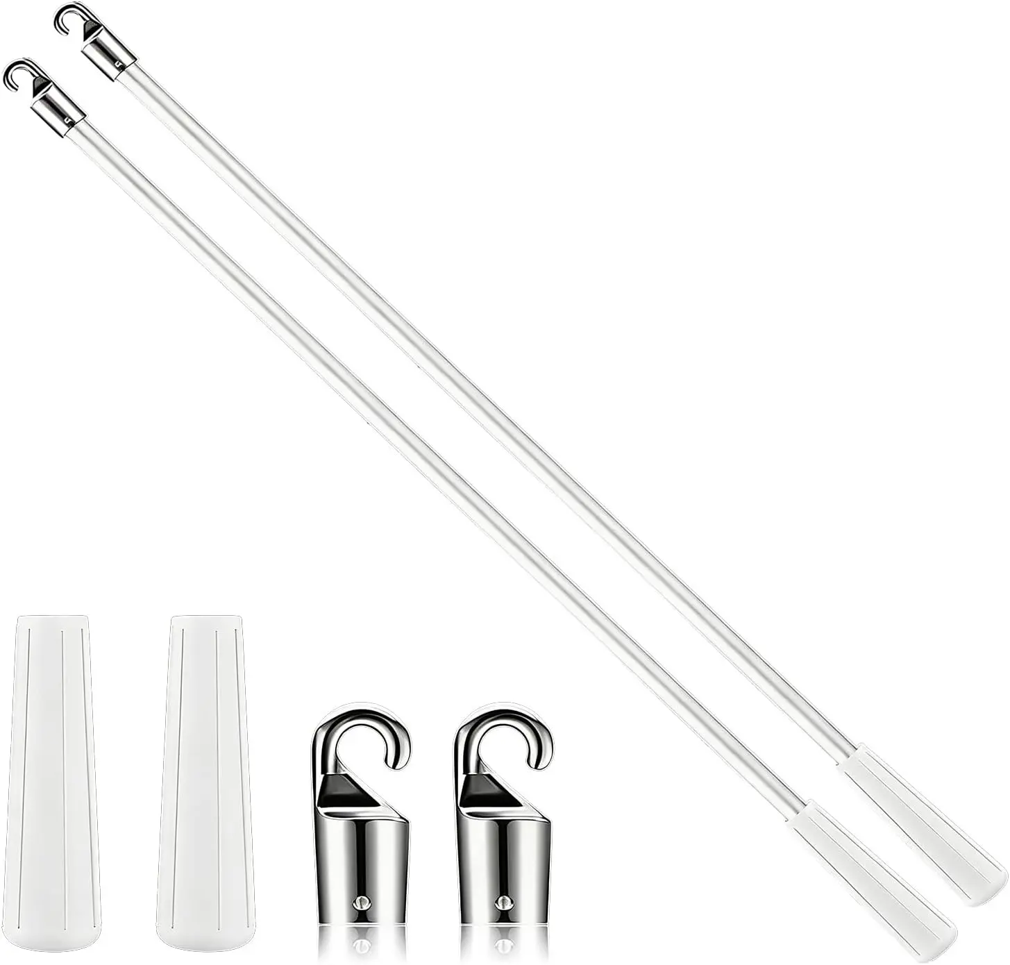 2 PCS 17 Inch Blind Wand Vertical Blinds Replacement Parts with Hook White Fiberglass Window Blind Tilt Wand for Windows Curtain Door Supplies