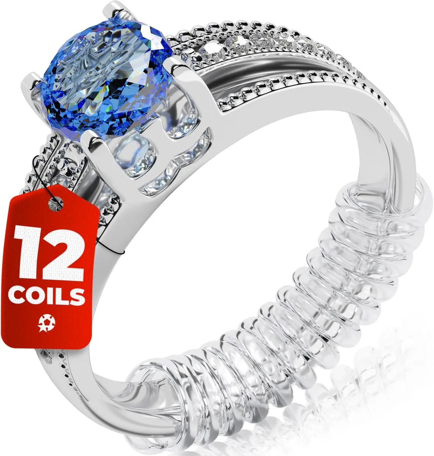 Ring Sizer for Loose Rings, 12 Pack 4 Sizes, Invisible Clear Silicone, Non-Slip Adjustable Ring Sizers, Ring Resizer and Tightener Guards, for Women and Men, Make Rings Smaller Without Resizing