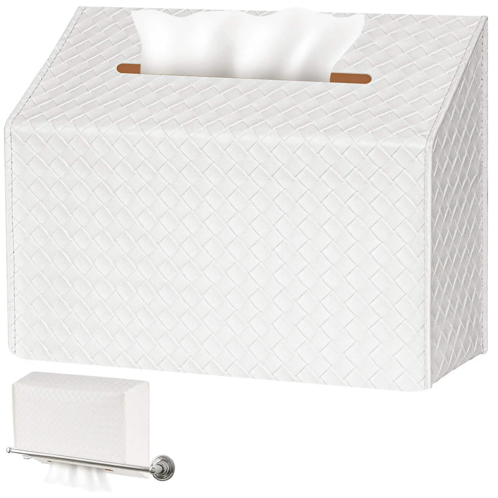 NiHome Waterproof PU Leather Tissue Holder Storage Box Cover - Modern, Versatile Design for Countertops, Towel Racks, Fits Kleenex Hand Towels