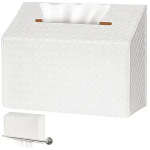 NiHome PU Leather Tissue Box Cover for Kleenex Hand Towels - Versatile Design for Countertops and Towel Racks Organiser