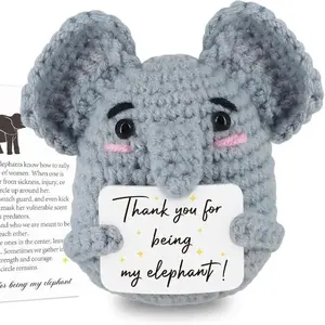 Hot-selling New Style Funny Positive Elephant Hand-decorated Knitted Woolen Crocheted Elephant Positive Energy Ornament