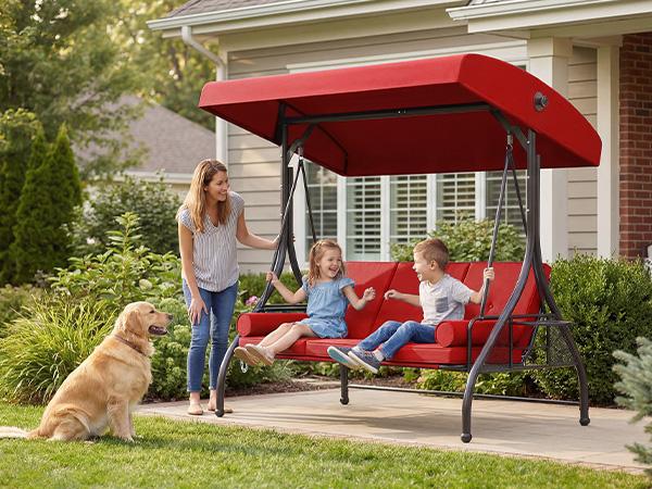 Aoxun 3-Seat Outdoor Swing Chair for Adults - Stable Steel Frame, Canopy, Cup Holder, 2-in-1 Convertible Porch Bed, Thick Cushions, 800lbs Load Glider Patio Swings (Gray, Blue), Porch Bed Swing Aoxun 3-Seat Outdoor Swing Chair for Adults - Stable Steel Frame, Canopy, Cup Holder, 2-in-1 Convertible Porch Bed, Thick Cushions, 800lbs Load Glider Patio Swings (Gray, Blue), Porch Bed Swing