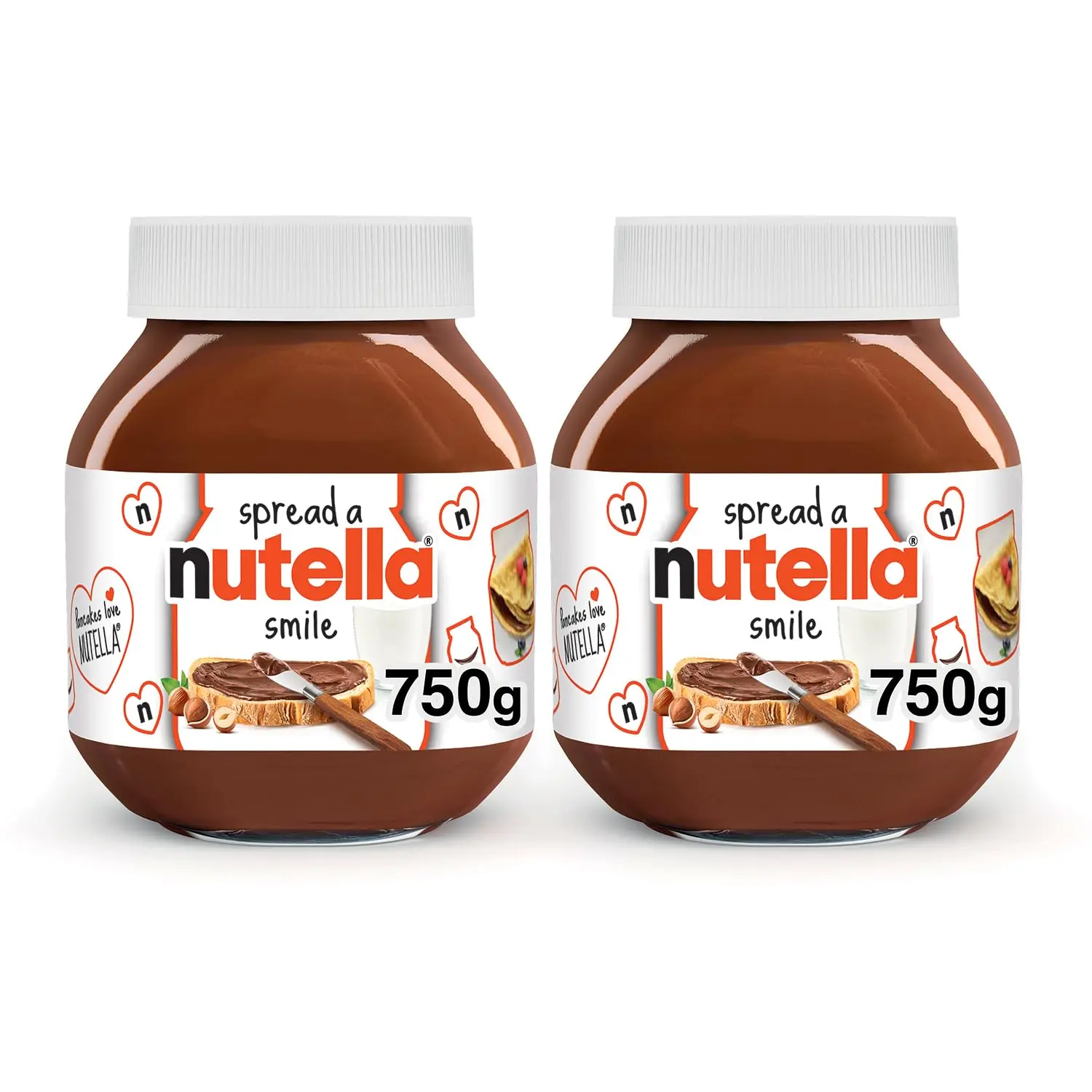 Nutella Chocolate Hazelnut & Cocoa Cream Spread - Original, Creamy Hazelnut and Cocoa Taste, Unique Creaminess, 26.5 Oz Jar (Pack of 2), Pantry Food for Breakfast (All Ages)