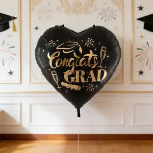 63 Inch Gold Graduation Ball Balloon, Party Atmosphere Decor, Indoor Outdoor Decoration, Aluminum Film Balloon for Graduation Ceremony, Heart Shaped Balloons, Balloon Decorations, Balloon Party Supplies