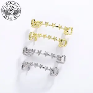 【Fashion casual】Hip Hop Grills Jewelry Micro-Inset Zircon Braces Rapper Accessories Bling，Christmas star and Halloween Costume Accessories