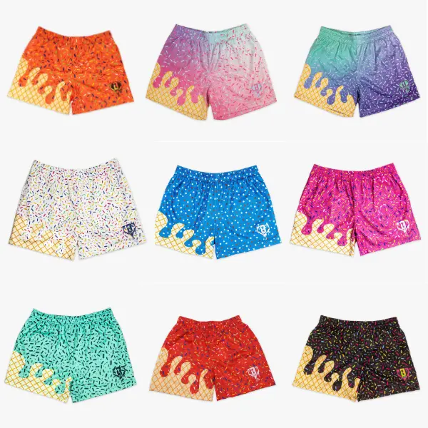 BASEBALL LIFESTYLE 101 Ice Cream Mesh Shorts | Lightweight Breathable Athletic Shorts | Quick-Dry Summer Sportswear for Youth & Adults
